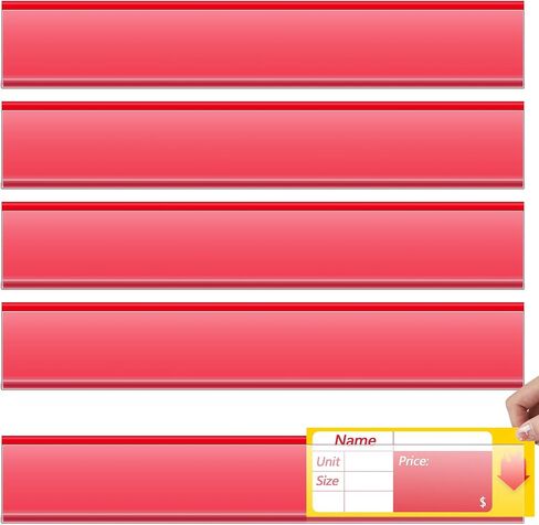 Spiareal 50 Pcs 47.8 x 1.38 Inch Shelf Label Strips Adhesive Back Stick on Data Price Tag Holder Clear PVC Black Back Adhesive Ticket Channel for Supermarkets Convenience Shops in Saudi Arabia