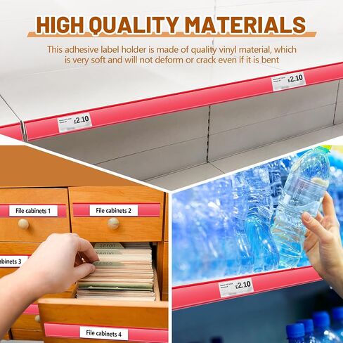 Spiareal 50 Pcs 47.8 x 1.38 Inch Shelf Label Strips Adhesive Back Stick on Data Price Tag Holder Clear PVC Black Back Adhesive Ticket Channel for Supermarkets Convenience Shops in Saudi Arabia