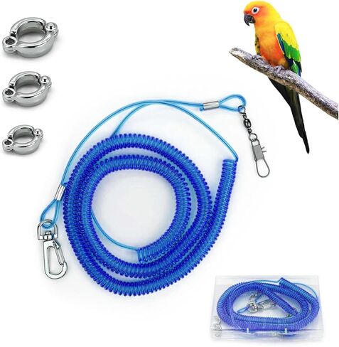 ببغاء Flying Leash ، حبل تدريب 16.4 قدم مع حلقة قدم 3 حجم ، وسلسلة مرنة مضادة للرقص لل cockatiels ، والطيور ، والحمام (الأخضر) in Kuwait