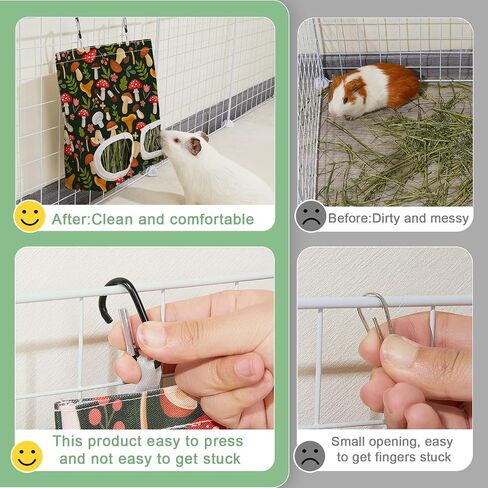 Glittme 2 Pack Guinea Pig Hay Feeder, 11.5x9 Inch Hay Bag for Rabbits, Hanging Hay Holder for Guinea Pigs Cage Hay Feeder for Bunny, Small Pets,Green Mushroom in Saudi Arabia
