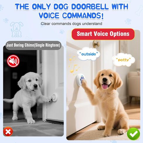 ChunHee Dog Training Bells for Door - Dog Door Bell for with 28 Custom Sounds | Dog Bell for Door Potty Training | Chew-Proof & Adjustable Volume (0-115dB) | Teach Puppies to Signal to Go Outside in Saudi Arabia