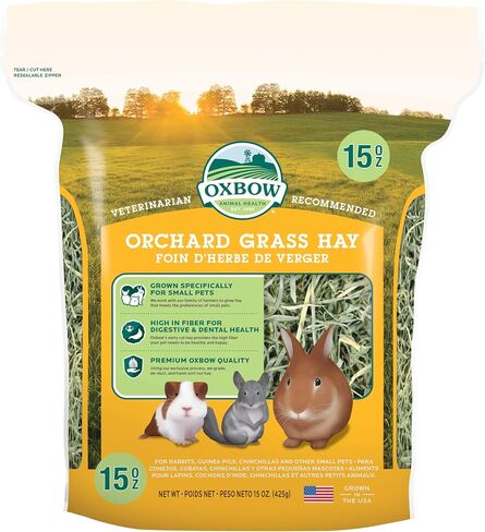 Oxbow Orchard Grass Hay for Small Pets – All-Natural Long Strand Fiber Hay for Rabbits, Guinea Pigs, Chinchillas, and Hamsters – Supports Digestive Health and Enrichment – 40 oz Bag in Saudi Arabia