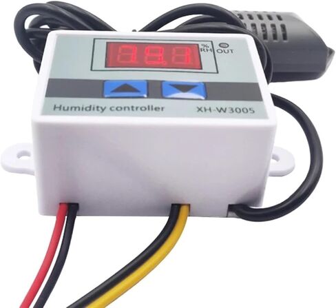 W3005 مقياس الرطوبة الرقمية لمحاضنات الحاضنة LED جهاز تحكم المستشعر مستشعر مستشعر التحكم مفتاح التحكم Hygrostat AC 220V DC 12V 24V (1M استشعار الرطوبة) in Kuwait