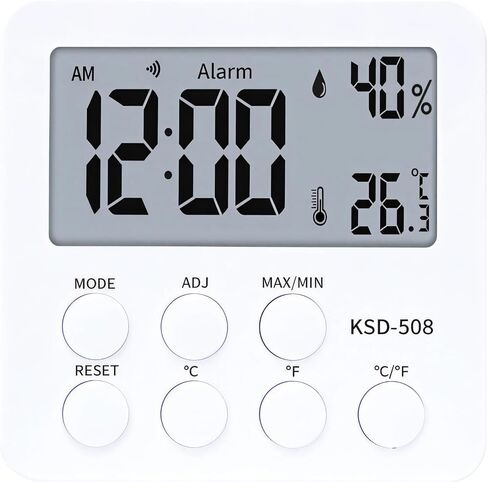 مقياس حرارة مقياس الرطوبة الرقمية LCD مع الساعة والإنذار ، شاشة رطوبة درجة حرارة terrarium للزواحف أو الجدول أو الحائط ، 3.5 × 3.5 × 1.1 بوصة in Saudi Arabia