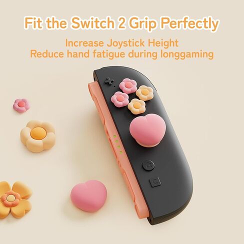 GeekShare Cross D-Pad Button Caps Thumb Grips Set,Silicone ABXY Key Buttons Sticker Compatible with Nintendo Switch/OLED Joy-Con (Pink & Yellow) in Kuwait