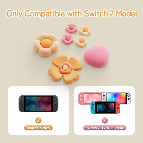 GeekShare Cross D-Pad Button Caps Thumb Grips Set,Silicone ABXY Key Buttons Sticker Compatible with Nintendo Switch/OLED Joy-Con (Pink & Yellow) in Kuwait