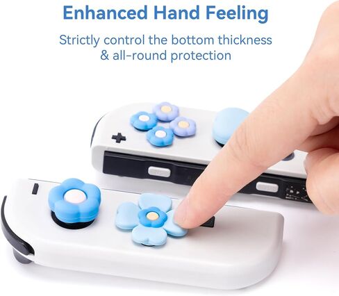 مجموعة مقابض الإبهام من GeekShare Cross D-Pad، ملصق أزرار مفاتيح ABXY من السيليكون متوافق مع Nintendo Switch/OLED Joy-Con (وردي وأصفر) in Kuwait