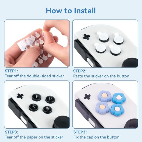 مجموعة مقابض الإبهام من GeekShare Cross D-Pad، ملصق أزرار مفاتيح ABXY من السيليكون متوافق مع Nintendo Switch/OLED Joy-Con (وردي وأصفر) in Kuwait