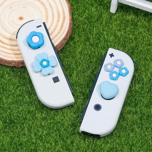 مجموعة مقابض الإبهام من GeekShare Cross D-Pad، ملصق أزرار مفاتيح ABXY من السيليكون متوافق مع Nintendo Switch/OLED Joy-Con (وردي وأصفر) in Kuwait