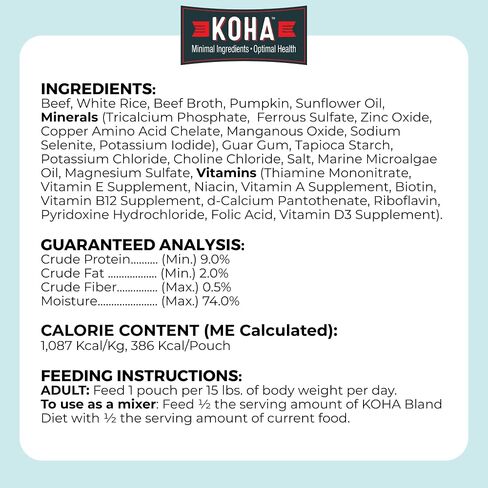 KOHA Limited Ingredient Bland Diet for Dogs, Chicken and White Rice Sensitive Stomach Wet Dog Food, Sold in Over 5,000 Vet Clinics & Pet Stores, Gentle Easy to Digest Bland Diet Dog Food, Pack of 6 in Kuwait