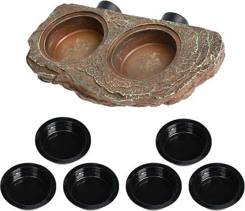 Oiibo Magnetic Reptile Reserger الحافة ، حافة التغذية Crested Gecko مع كؤوس الطعام 6pcs زواحف الطعام ملحقات دبابة صحن المياه لسلاح Dragon Chameleon Snake in Kuwait