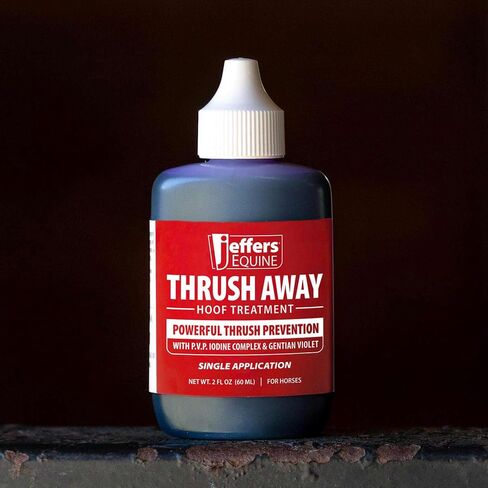 Jeffers Equine Thrush Away - 2 ٪ معالجة الحافر اليود للخيول والماشية ، حل الحافر الحافر للظروف الرطبة والجافة ، يدعم النظافة الحافر ، التطبيق السهل ، المزرعة والمستقرة in Kuwait