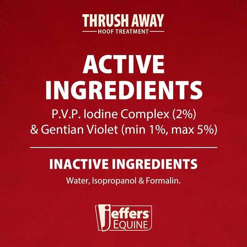 Jeffers Equine Thrush Away - 2 ٪ معالجة الحافر اليود للخيول والماشية ، حل الحافر الحافر للظروف الرطبة والجافة ، يدعم النظافة الحافر ، التطبيق السهل ، المزرعة والمستقرة in Kuwait