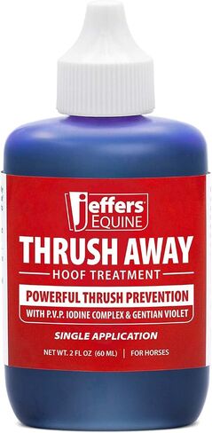 Jeffers Equine Thrush Away - 2 ٪ معالجة الحافر اليود للخيول والماشية ، حل الحافر الحافر للظروف الرطبة والجافة ، يدعم النظافة الحافر ، التطبيق السهل ، المزرعة والمستقرة in Kuwait