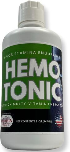 Hemotonic - Iron Grich Multi -Viti -Vitamin Tonic Tonic Power Builder & Energy Revitalizer للخيول بواسطة المنتج البيطري Saratoga (1 QT) in Kuwait