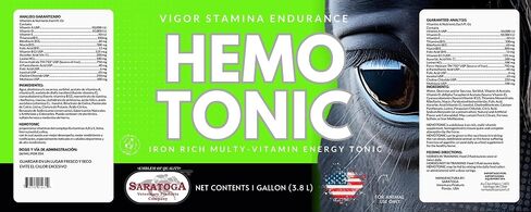Hemotonic - Iron Grich Multi -Viti -Vitamin Tonic Tonic Power Builder & Energy Revitalizer للخيول بواسطة المنتج البيطري Saratoga (1 QT) in Kuwait