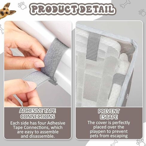 Dog Playpen Mesh Top Lid Fits for 36 Inch 4 Panels Regular Square Plastic Exercise Pet Pen, Summer Breathable Pet Playpen Shade Cover for Dog Crate Pad Puppy, Cover Only, Fence Not Included(Gray) in Saudi Arabia