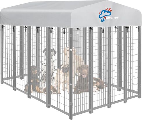 Siruiton 8x4ft في الهواء الطلق الكلب بديل بديل ، نسيج 600D Oxford الثقيلة مع Sun/Rain Dog Play Top Cover Sun Shade. (يغطي فقط) in Kuwait