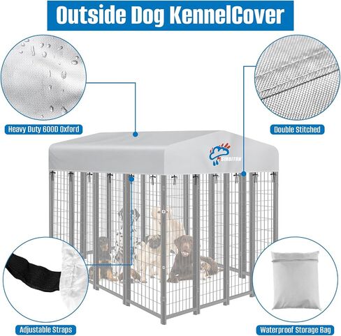 Siruiton 8x4ft في الهواء الطلق الكلب بديل بديل ، نسيج 600D Oxford الثقيلة مع Sun/Rain Dog Play Top Cover Sun Shade. (يغطي فقط) in Kuwait