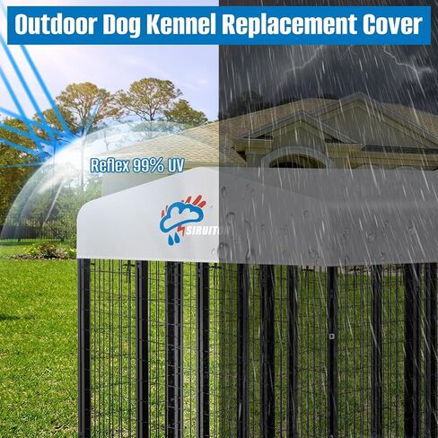 Siruiton 8x4ft في الهواء الطلق الكلب بديل بديل ، نسيج 600D Oxford الثقيلة مع Sun/Rain Dog Play Top Cover Sun Shade. (يغطي فقط) in Kuwait