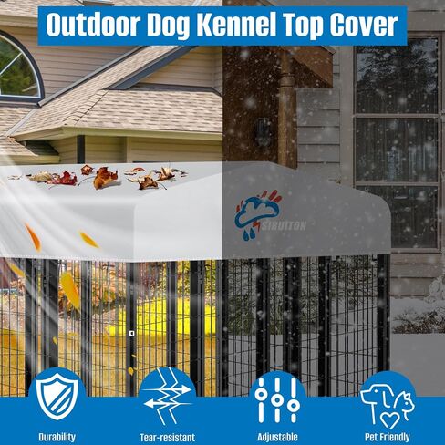 Siruiton 8x4ft في الهواء الطلق الكلب بديل بديل ، نسيج 600D Oxford الثقيلة مع Sun/Rain Dog Play Top Cover Sun Shade. (يغطي فقط) in Kuwait