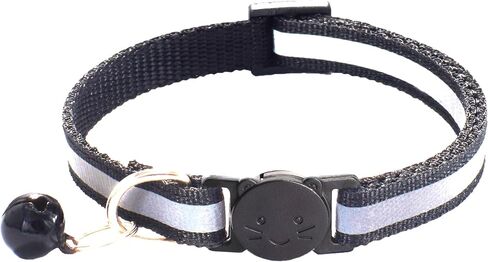 2 Pack Breakaway Cat Collars with Bells, Reflective Design and Claw Print Design, Safety Buckle Kitten Collars Adjustable from 7.5 to 12.5 Inches (Black) in Saudi Arabia