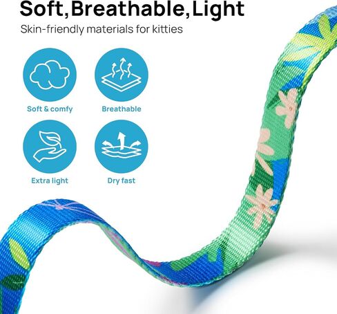 Cat Harness and Leash Set - Escape Proof Adjustable Cat Harness, Comfortable Soft Lightweight, Use Safe & Easy, Walking Travel Kitten Harness for Small Medium Large Cats (Hawaii Green) in Kuwait