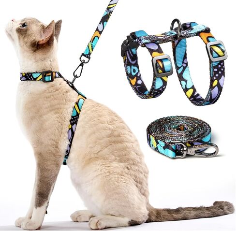 Cat Harness and Leash Set - Escape Proof Adjustable Cat Harness, Comfortable Soft Lightweight, Use Safe & Easy, Walking Travel Kitten Harness for Small Medium Large Cats (Hawaii Green) in Kuwait