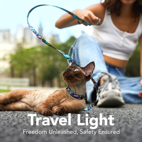 Cat Harness and Leash Set - Escape Proof Adjustable Cat Harness, Comfortable Soft Lightweight, Use Safe & Easy, Walking Travel Kitten Harness for Small Medium Large Cats (Hawaii Green) in Kuwait