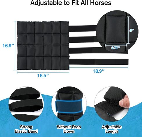 Horse Leg Wraps Set of 2, Horse Ice Leg Boots Perfect for Equestrian Training& Daily Use, Comfortable and Premium Support for Injury Recovery to Fit for All Horses(Black & Blue, 2Pack) in Kuwait