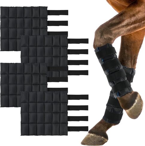 Horse Leg Wraps Set of 2, Horse Ice Leg Boots Perfect for Equestrian Training& Daily Use, Comfortable and Premium Support for Injury Recovery to Fit for All Horses(Black & Blue, 2Pack) in Kuwait