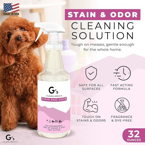 G's Cleaning Biodechgedable Stain & Odor Remover Racher - 32 Oz Pet Pet Prote Enzyme Cleaner - Pet Overor Eliminator for Home - Cat & Dog Pee Carpet Cleaner - Deary Stain Prace ، Floor ، Flatress in Saudi Arabia