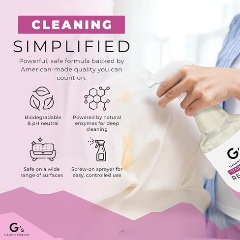 G's Cleaning Biodechgedable Stain & Odor Remover Racher - 32 Oz Pet Pet Prote Enzyme Cleaner - Pet Overor Eliminator for Home - Cat & Dog Pee Carpet Cleaner - Deary Stain Prace ، Floor ، Flatress in Saudi Arabia