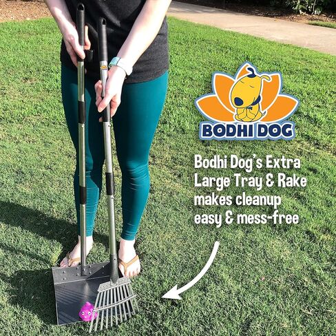 Bodhi Dog Pooper Scooper للكلاب الكبيرة - مغرفة أنبوب معدني ثقيل مع صينية ومقبض طويلة - مغرفة أنبوب الكلب للبناء والعشب والشارع والحصى والطرف الخارجية - أداة تنظيف النفايات للحيوانات الأليفة in Kuwait