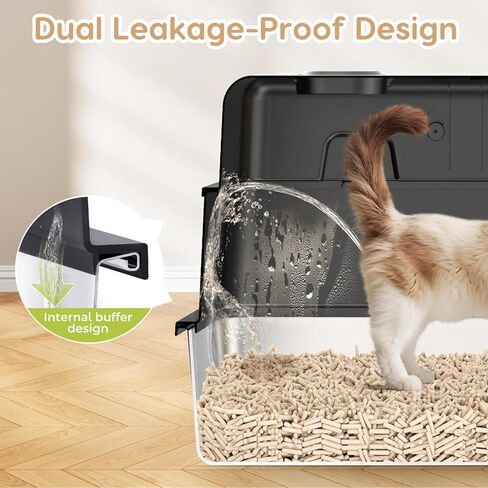 L7 مربع فضلات الفولاذ L7 Ultraless مع نظام التحكم في الرائحة الذكية ، XXL Extra Cat Metal Cat Box مع غطاء للقطط الكبيرة والقطط الكبيرة ، حاوية عالية الجوان in Kuwait