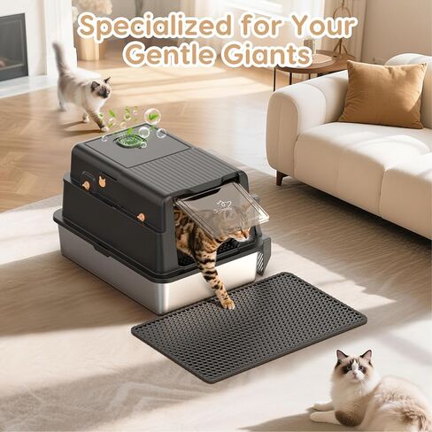 L7 مربع فضلات الفولاذ L7 Ultraless مع نظام التحكم في الرائحة الذكية ، XXL Extra Cat Metal Cat Box مع غطاء للقطط الكبيرة والقطط الكبيرة ، حاوية عالية الجوان in Kuwait