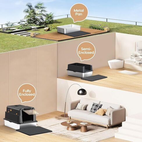 L7 مربع فضلات الفولاذ L7 Ultraless مع نظام التحكم في الرائحة الذكية ، XXL Extra Cat Metal Cat Box مع غطاء للقطط الكبيرة والقطط الكبيرة ، حاوية عالية الجوان in Kuwait