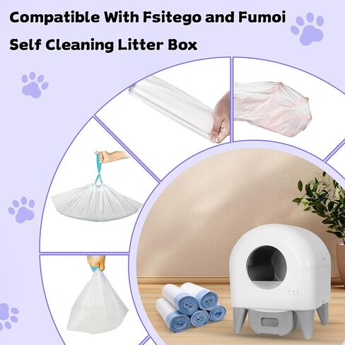 120 Count 26" x 11.8" Automatic Cat Litter Box Bags Compatible with Cmg Fmo Fstg Robot Litter box, Thick Self-Cleaning Cat Litter Box Replacement Liners with Drawstring Heavy Duty in Saudi Arabia