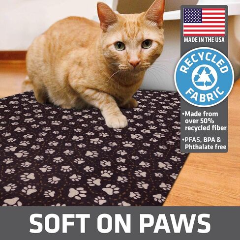 Drymate XL Original Cat Litter Mat, Contains Mess from Box, Protects Floors, Urine-Proof, Machine Washable, Soft on Kitty Paws, Absorbent, Waterproof (USA Made, Recycled Content) (28"x36")(GreyStripe) in Kuwait