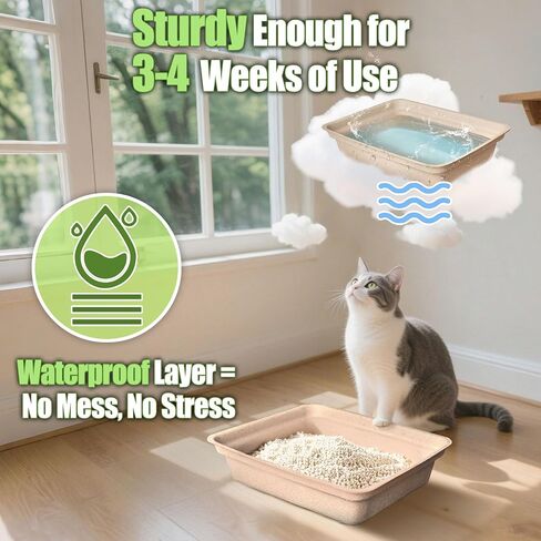 Disposable Litter Boxes for Cats Large: 4-Pack Leak-Proof Sustainable for Indoor/Travel Use Standalone or as Liner in Saudi Arabia