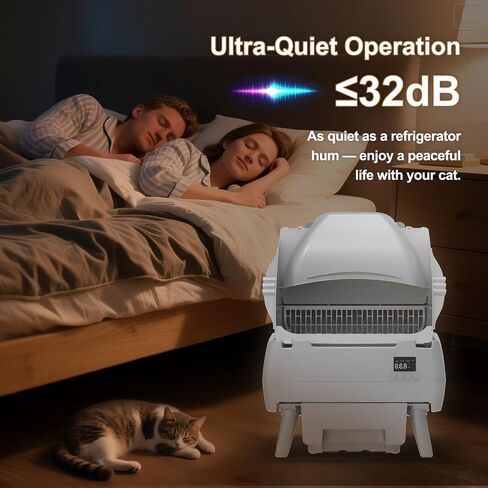 Automatic Cat Litter Box Self Cleaning - APP Control, Open-Style Design, Smart Health Monitor, Suitable for Medium Cats and Kittens, Safe Anti-Pinch, Quiet, A Lifelong Companion - Grey in Saudi Arabia