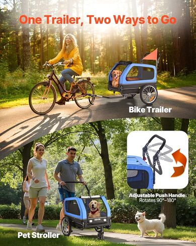 VEVOR Dog Bike Trailer, Supports up to 88 lbs, 2-in-1 Pet Stroller Cart Bicycle Carrier for Small & Large Dogs, Easy Folding Frame with Quick Release Wheel, Universal Bicycle Coupler, Internal Leash in Saudi Arabia