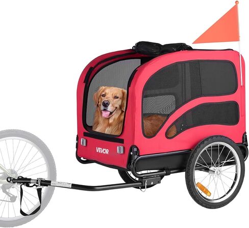 يدعم مقطورة دراجة Vevor Dog Dog ، حاملة دراجة للحيوانات الأليفة ، إطار قابلة للطي سهل مع عجلات سريعة الإصدار ، مقرنة دراجة عالمية ، عاكسات ، علم ، قابلة للطي للتخزين in Saudi Arabia