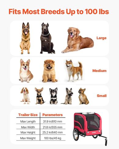 يدعم مقطورة دراجة Vevor Dog Dog ، حاملة دراجة للحيوانات الأليفة ، إطار قابلة للطي سهل مع عجلات سريعة الإصدار ، مقرنة دراجة عالمية ، عاكسات ، علم ، قابلة للطي للتخزين in Saudi Arabia