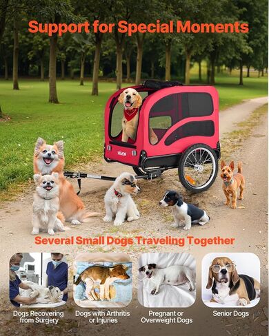 يدعم مقطورة دراجة Vevor Dog Dog ، حاملة دراجة للحيوانات الأليفة ، إطار قابلة للطي سهل مع عجلات سريعة الإصدار ، مقرنة دراجة عالمية ، عاكسات ، علم ، قابلة للطي للتخزين in Saudi Arabia