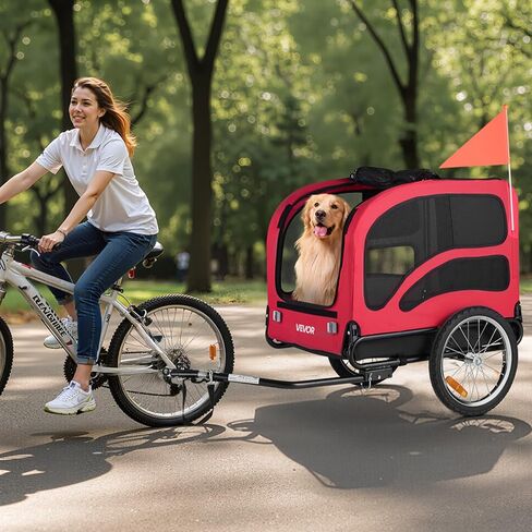 يدعم مقطورة دراجة Vevor Dog Dog ، حاملة دراجة للحيوانات الأليفة ، إطار قابلة للطي سهل مع عجلات سريعة الإصدار ، مقرنة دراجة عالمية ، عاكسات ، علم ، قابلة للطي للتخزين in Saudi Arabia