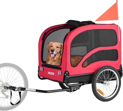 يدعم مقطورة دراجة Vevor Dog Dog ، حاملة دراجة للحيوانات الأليفة ، إطار قابلة للطي سهل مع عجلات سريعة الإصدار ، مقرنة دراجة عالمية ، عاكسات ، علم ، قابلة للطي للتخزين in Saudi Arabia