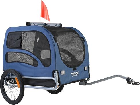 VEVOR Dog Bike Trailer, Supports up to 100 lbs, Pet Cart Bicycle Carrier, Easy Folding Frame with Quick Release Wheels, Universal Bicycle Coupler, Reflectors, Flag, Collapsible to Store in Saudi Arabia
