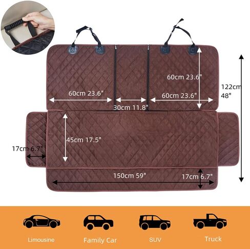 Dog Car Seat Cover for Back Seat Cover,Non Stick Fur Rear Seat Protector for Pet,Nonslip Waterproof Durable Universal Fit Interior Backseat Covers for Auto Van SUV in Kuwait