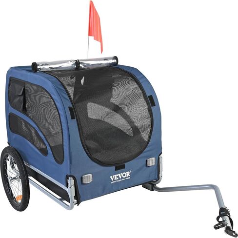 VEVOR Dog Bike Trailer, Supports up to 100 lbs, Pet Cart Bicycle Carrier, Easy Folding Frame with Quick Release Wheels, Universal Bicycle Coupler, Reflectors, Flag, Collapsible to Store in Saudi Arabia